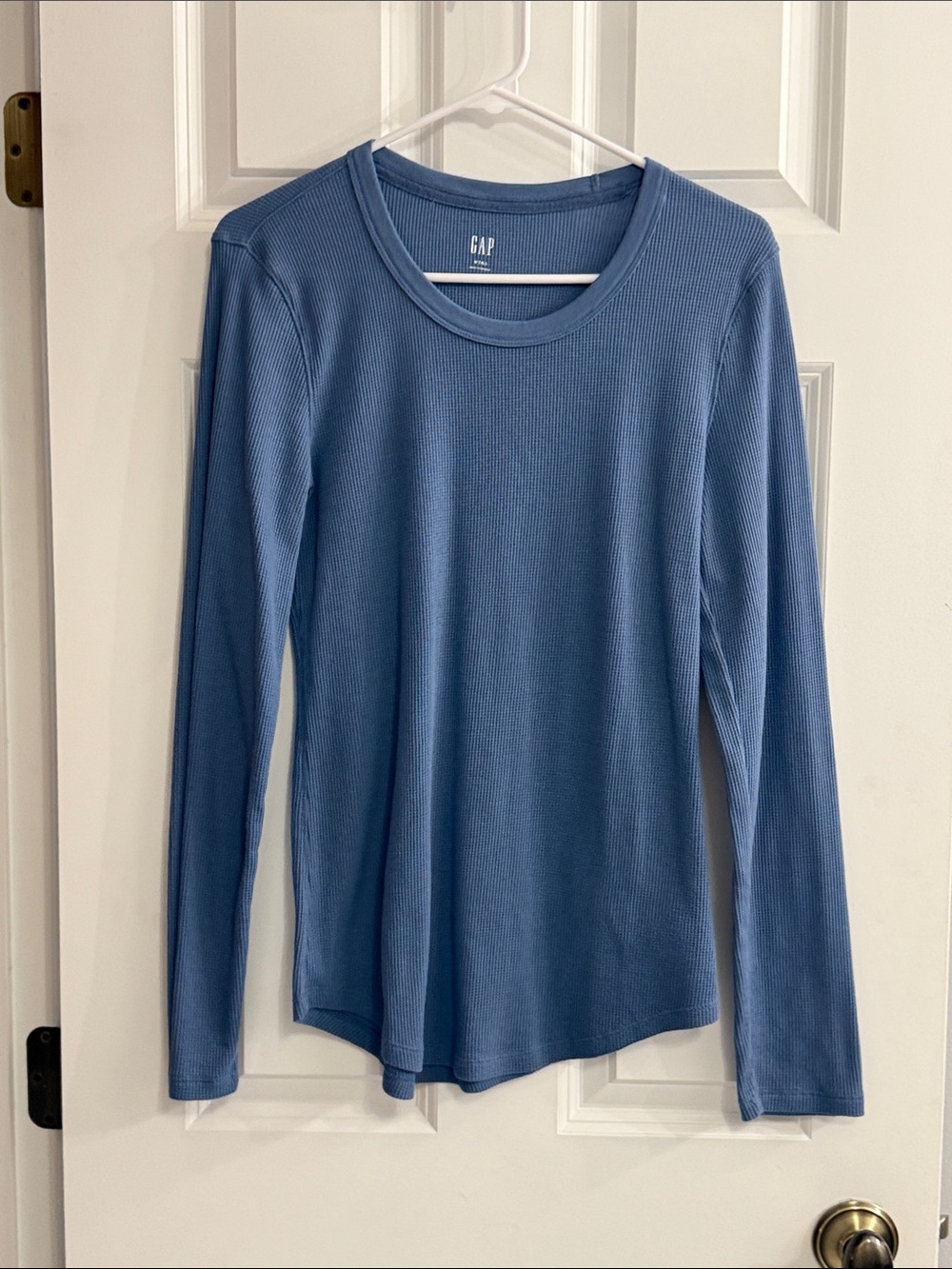 GAP Ribbed Long Sleeve Top in Dusty Blue